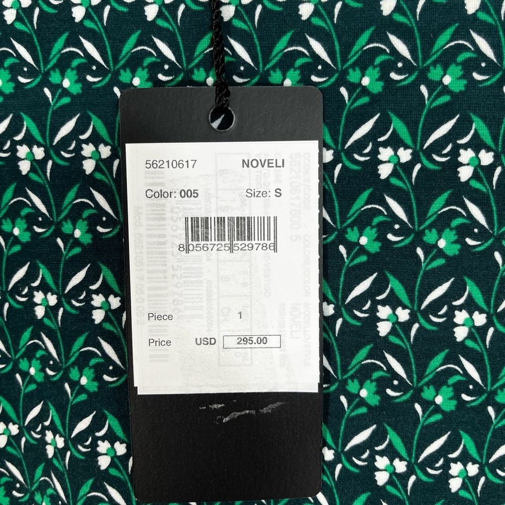 NWT Max Mara Weekend Green Floral Print Shift Dress with 3/4 Sleeves Size Small - Picture 5 of 8